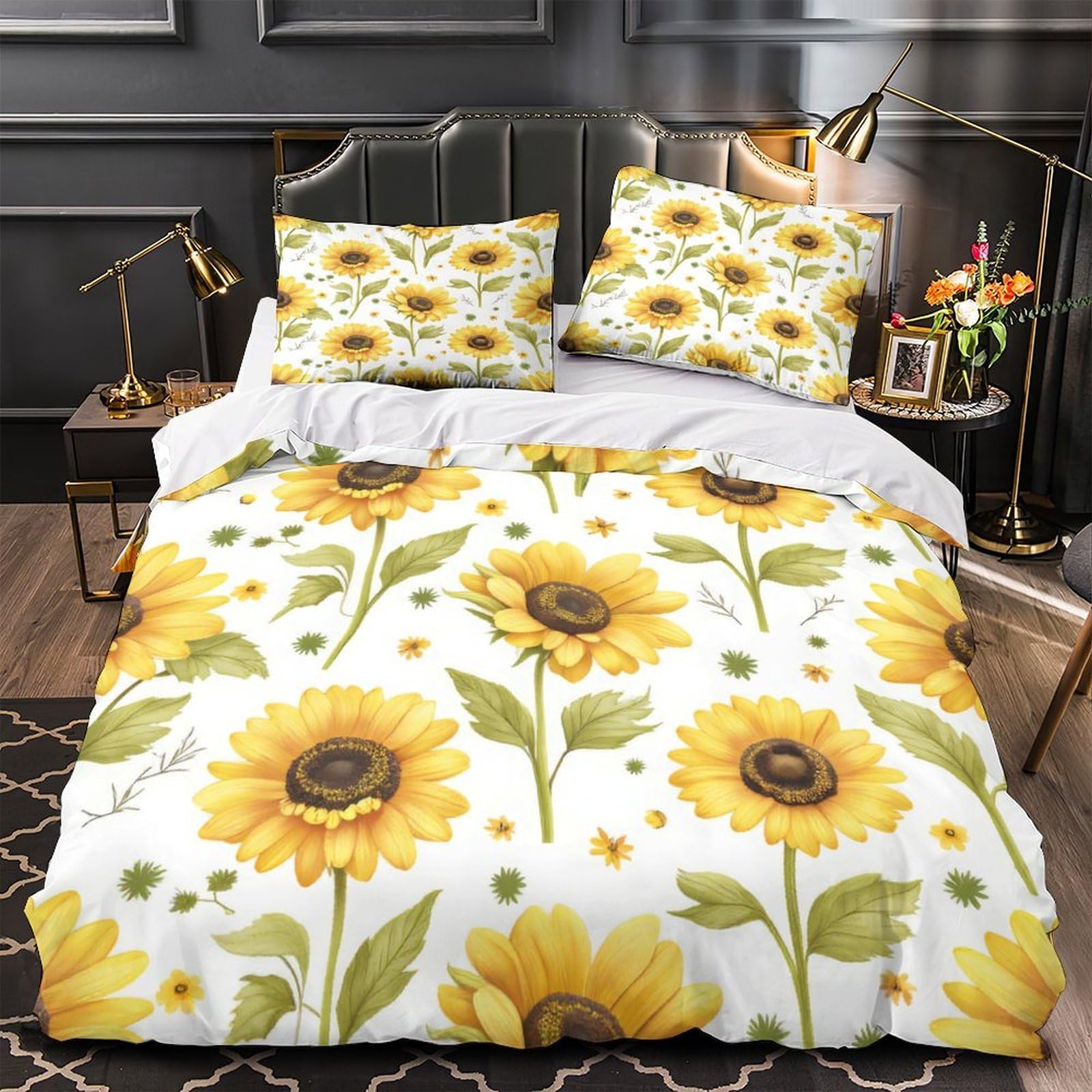 Parure de lit 140x200cm style botanique pour chambre adulte