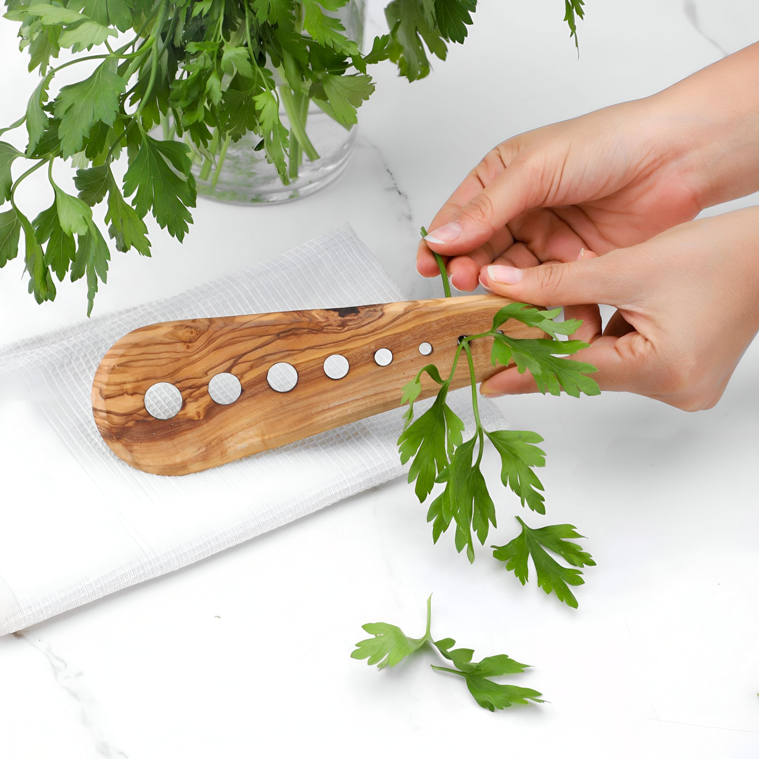 Wooden Herb and Leaf Scraper - Natural Kitchen Tool for Easy Herb Preparation