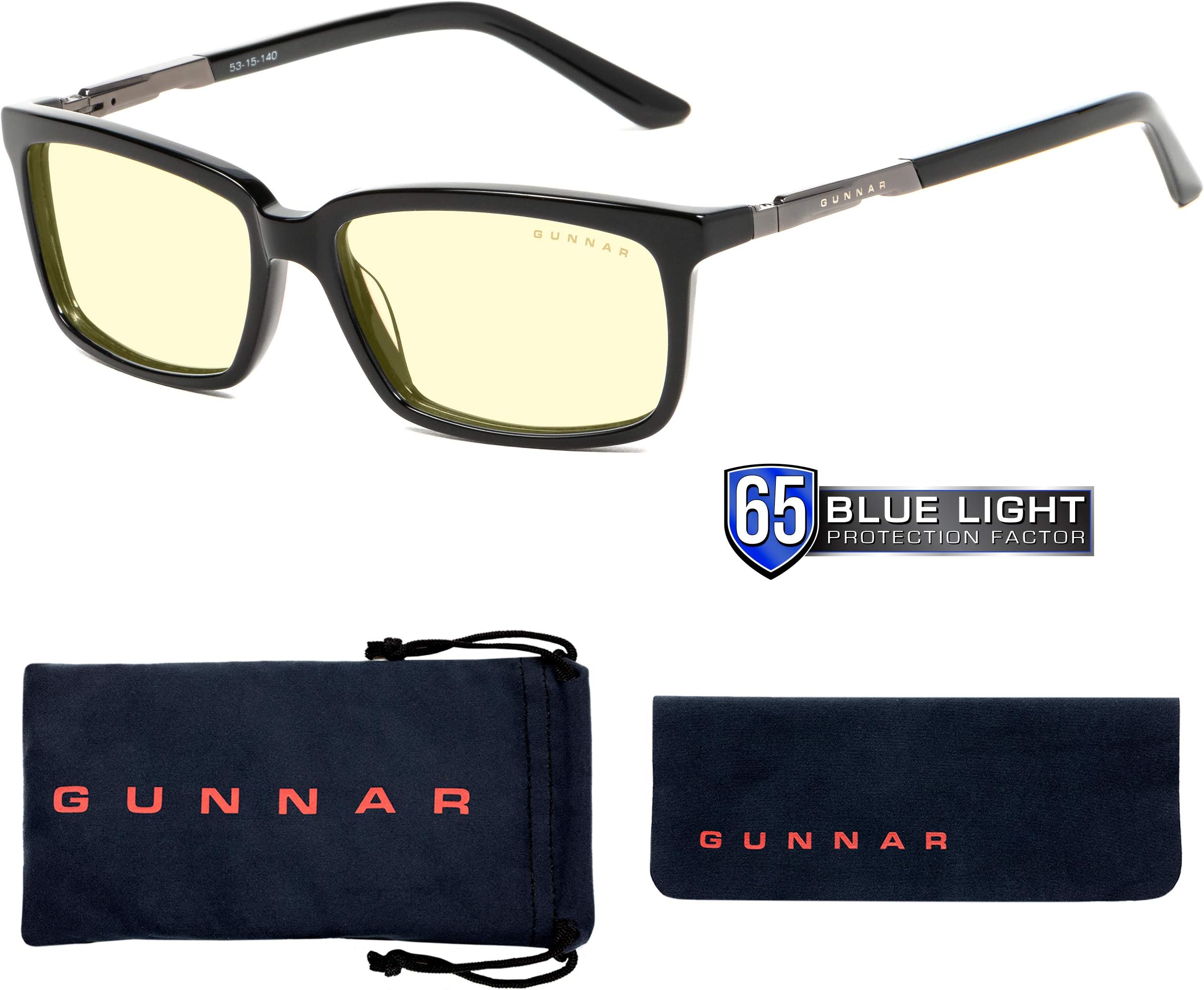 GUNNAR Computer Readers+2.00 - Haus Onyx Amber Lens - Blue Light Blocking Relieve Eye Strain