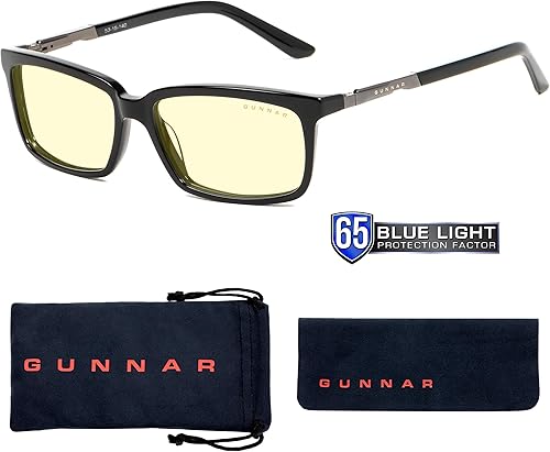 GUNNAR Computer Readers+1.50 - Haus Onyx Amber Lens - Blue Light Blocking Reliev