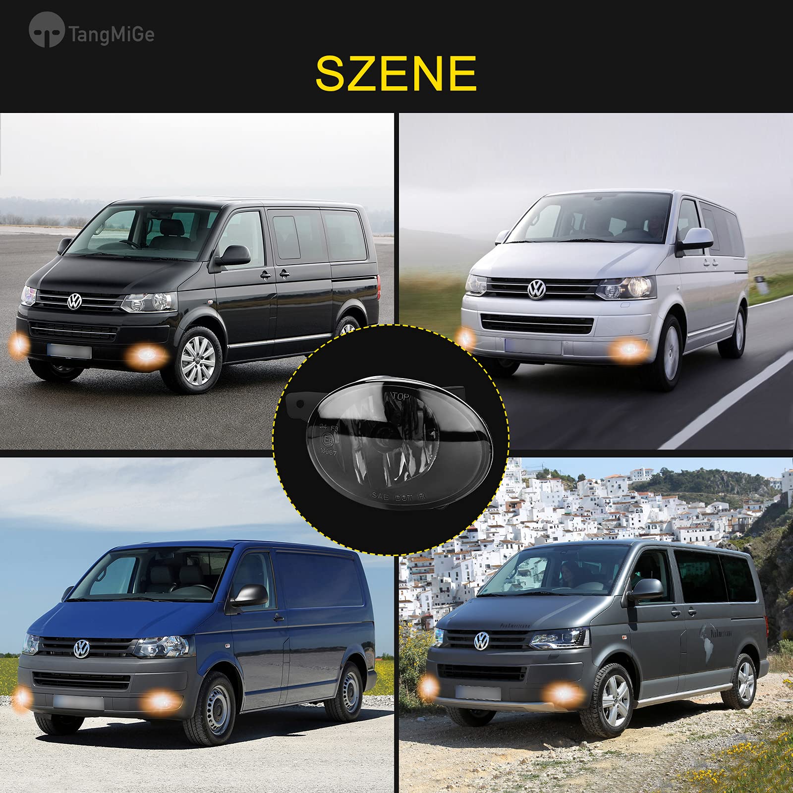 TangMiGe Luces antiniebla Compatible con Volkswagen VW Transporter/Multivan T5 09/2009-UP, HB4 12V 51W, 1 Par, Faros antiniebla, 1 Par (Ahumada Negra)