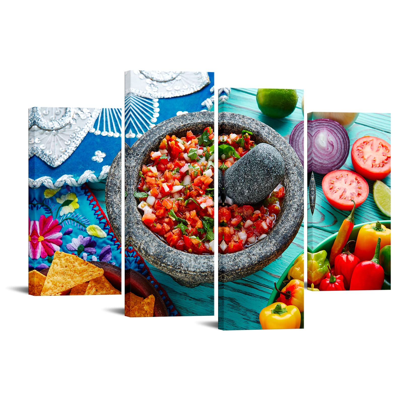 Amazon.com: LevvArts 4 Piece Mexican Food Canvas Wall Art Various ...