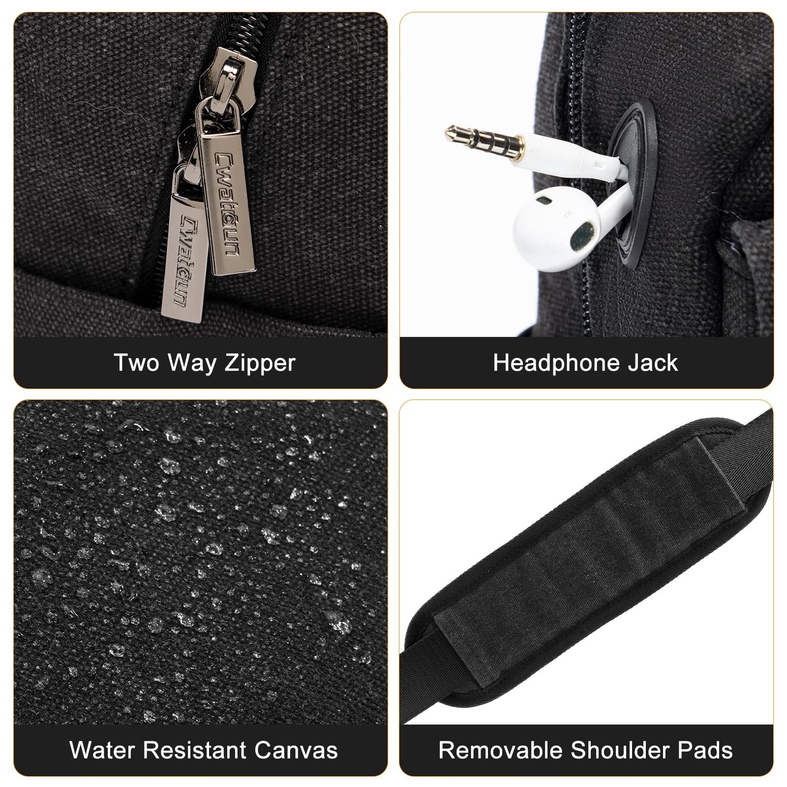 Cwatcun Borsa per fotocamera, borse impermeabili per fotocamera Borsa a tracolla grande, borsa per fotocamera per SLR, SLR/DSLR, fotocamera compatta, fotocamera di sistema e accessori, Nero,L