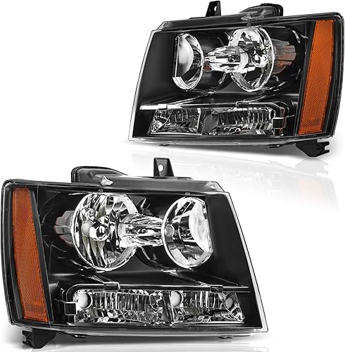 DWVO Conjunto de faros delanteros compatible con Chevy Tahoe Chevrolet Suburban 2007-20142007-2013 Chevy Avalanche OE halógeno modelo de repuesto