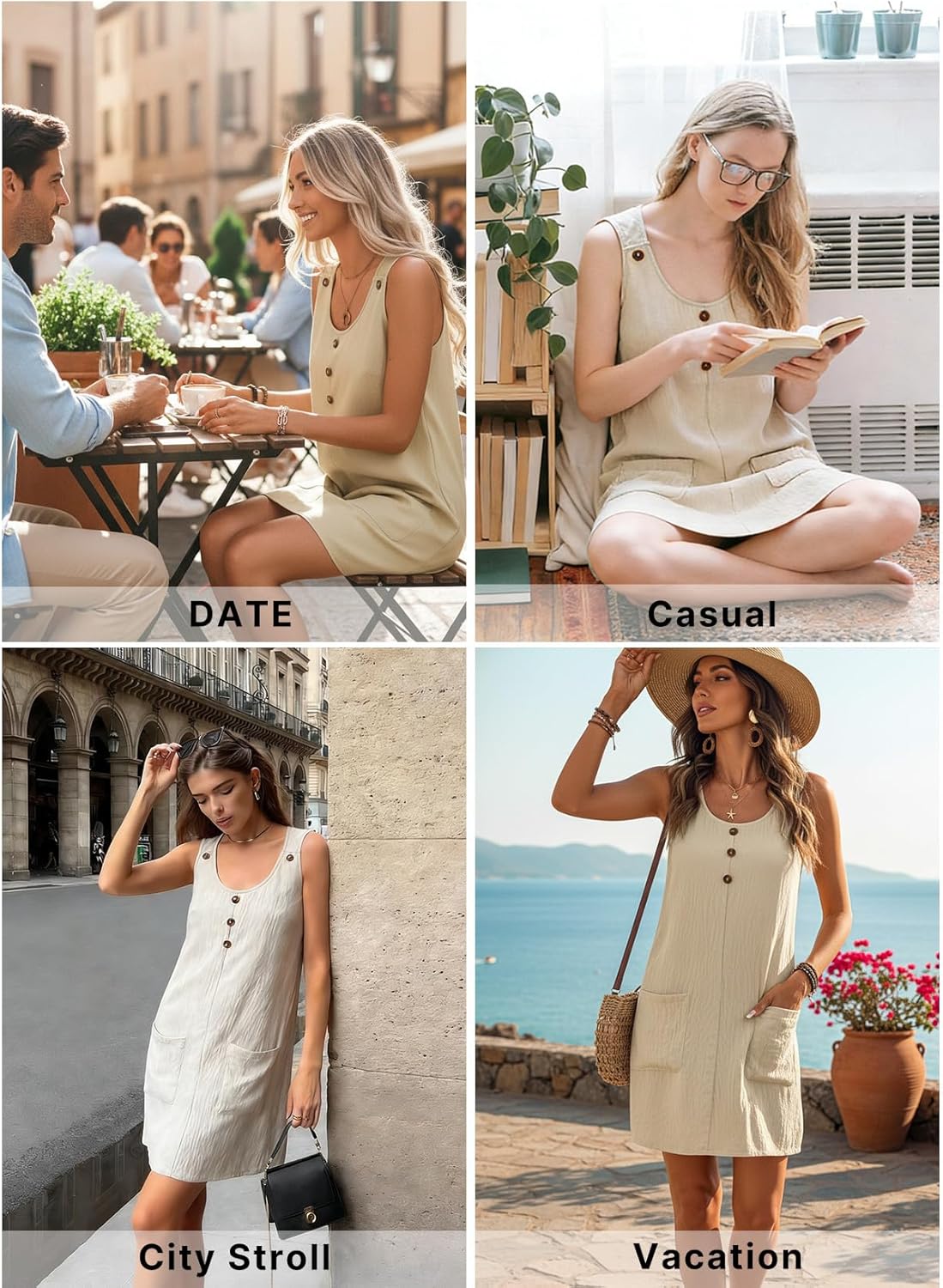 Acelitt Womens Casual Sleeveless Dress with Pockets, S-XXL - Image 2