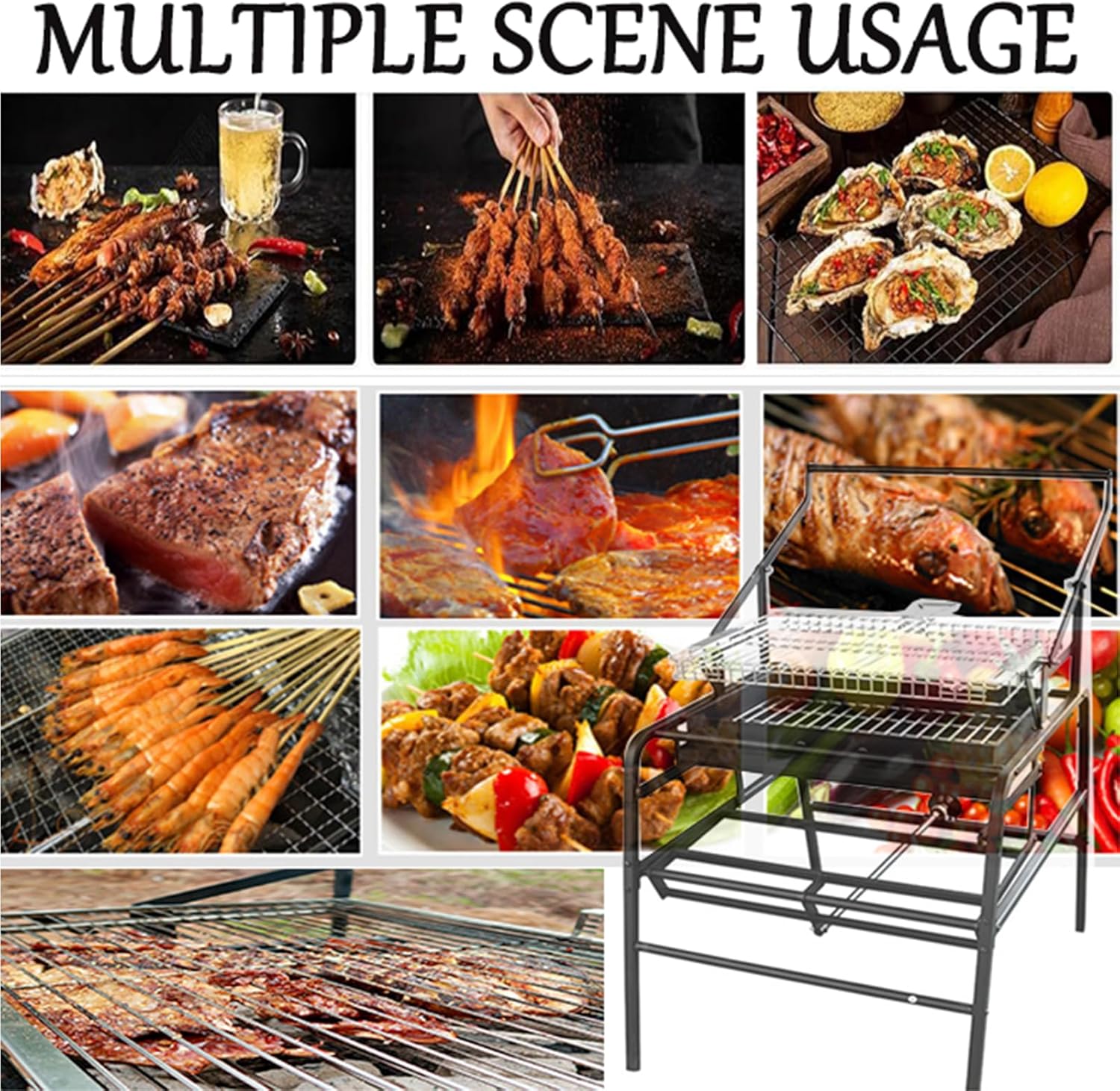 Outdoor Rotating Grill, Portable Charcoal Grill, Barbecue Grills for Outdoor Camping, 360° Rotating Charcoal Grills, Detachable Portable BBQ Grill for Camping Park Party