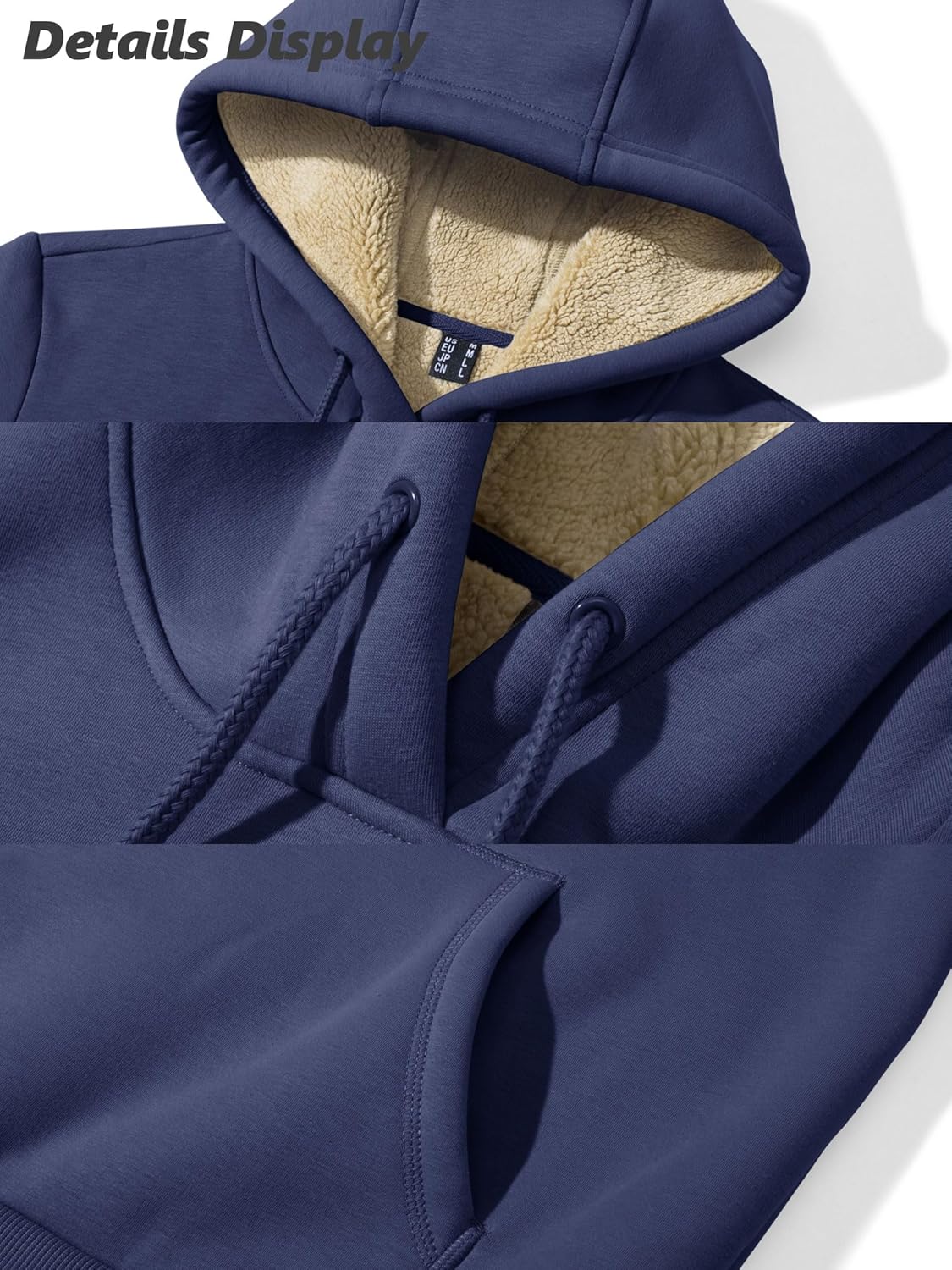 MAGCOMSEN Women's Hoodies Thick Fleece Lined Hooded Sweatshirt Warm Sherpa Lined Heavyweight Pullover with Pocket - Image 7