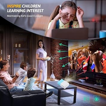 Mini Projector, 1080P Full HD Portable Movie Projector with Multiple Ports, Defend Visual Weak Light Strength, Compact Design, for Bedroom Traveling (US Plug)
