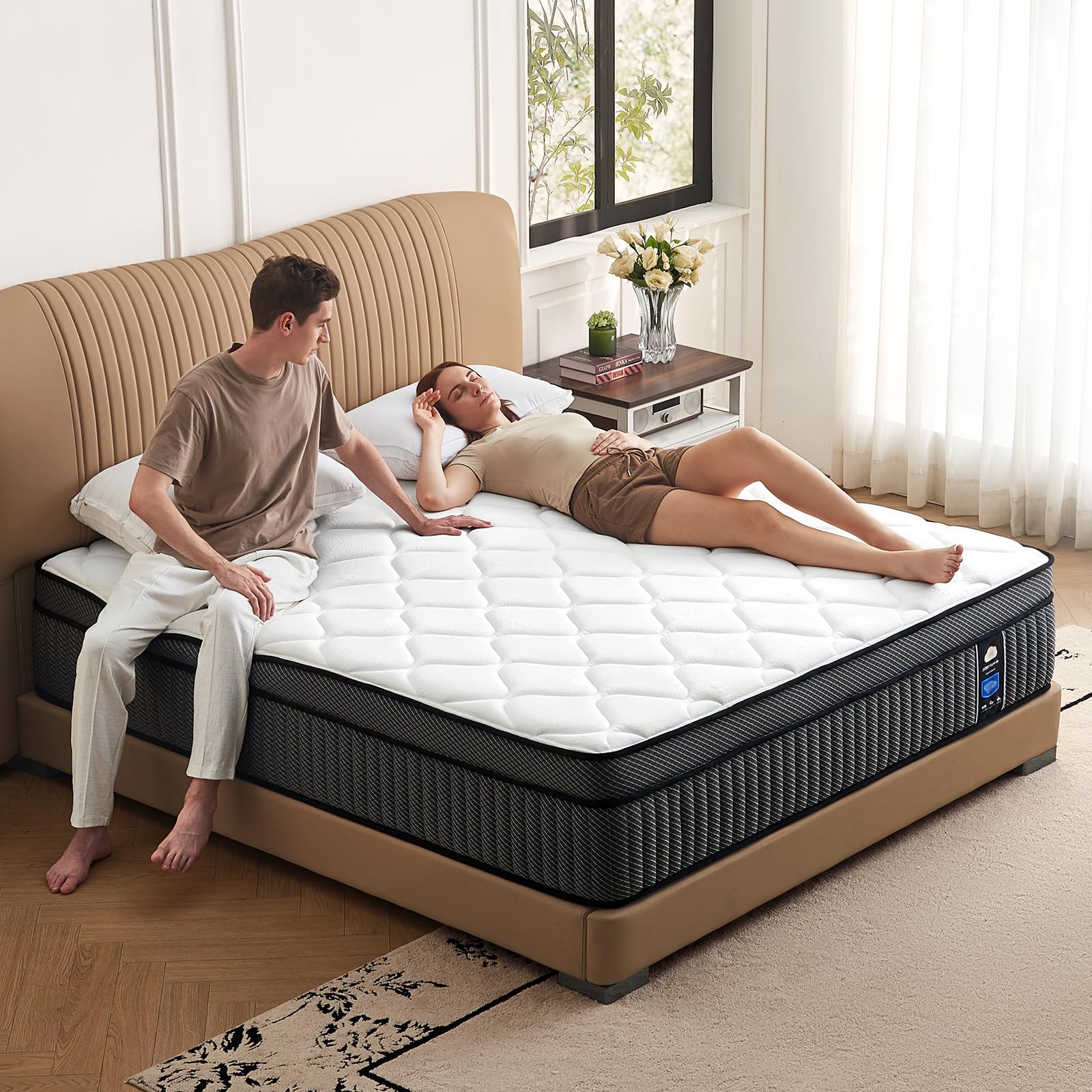 Queen Mattress 12 Inch Queen Size Mattresses in a Box Medium Firm Hybrid Mattress with Memory Foam and
