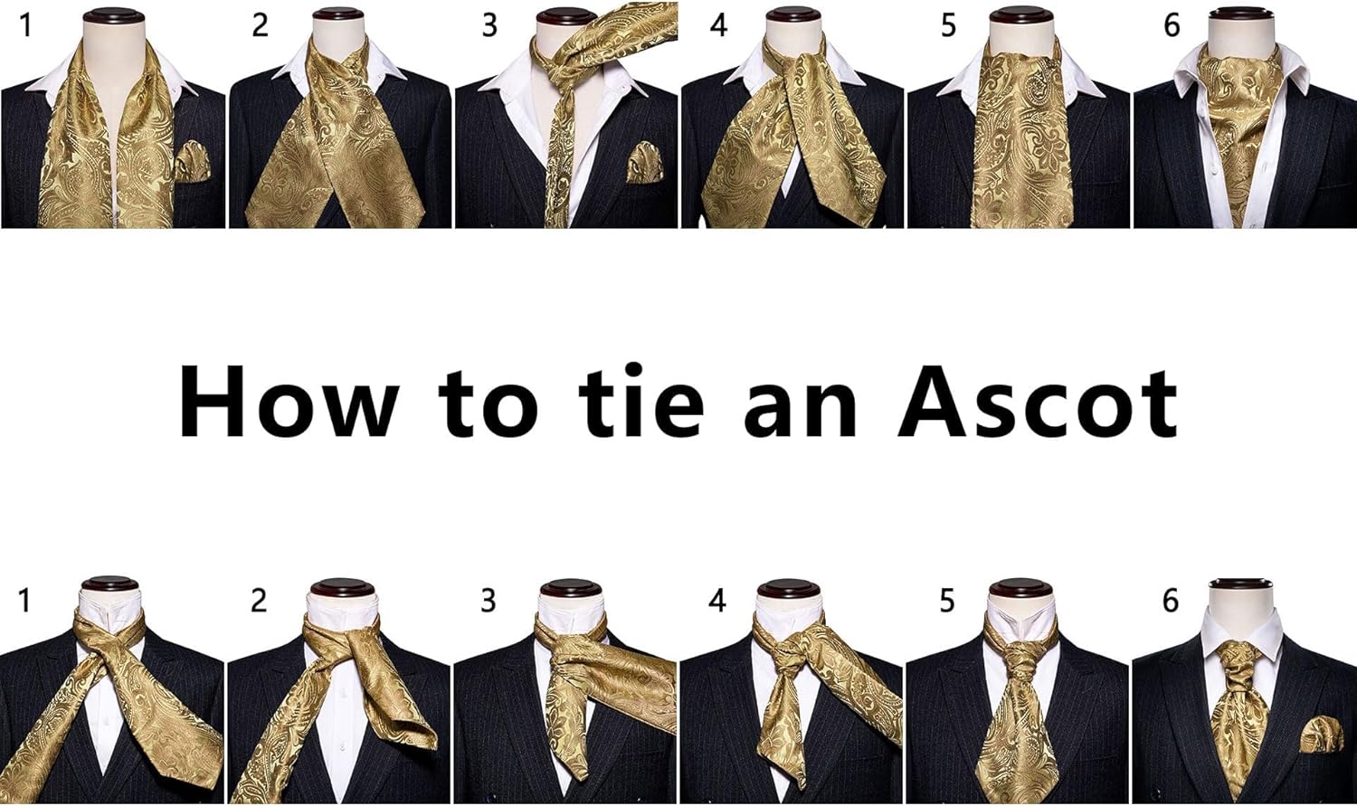 Barry.Wang Ascot Ties Cravat Tie Men Paisley Plaid Scarf Self Tie Pocket Square Cufflinks Set Wedding Party - Image 6