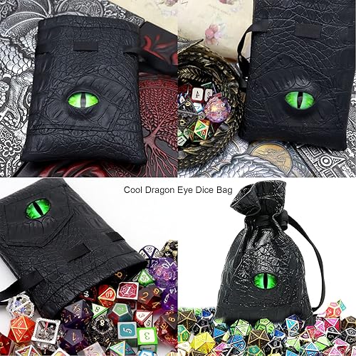Miniatura 21 de Haxtec - Bolsa de almacenamiento para dados de piel sintética con cordón y diseño de ojo de dragón, para dados de D&D, monedas y accesorios, Mama
