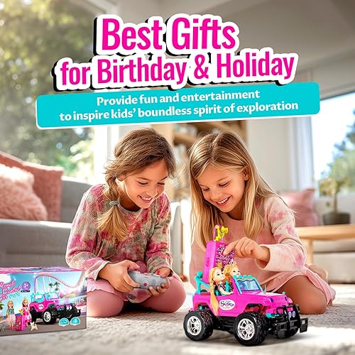 Miniatura 6 de ULOVEME Autos RC - Coche de control remoto con muñeca de 5.5 pulgadas para niñas, 2.4GHz Je ep RC Cars - Coches de juguete de control simple para