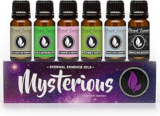 Mysterious Gift Set of 6 Premium Fragrance Oils - Coconut Lime Verbena, Cabernet & Neroli, Dragons Blood, Wild Watermelon, Monkey Farts, Black Oak Currant - Eternal Essenece Oils