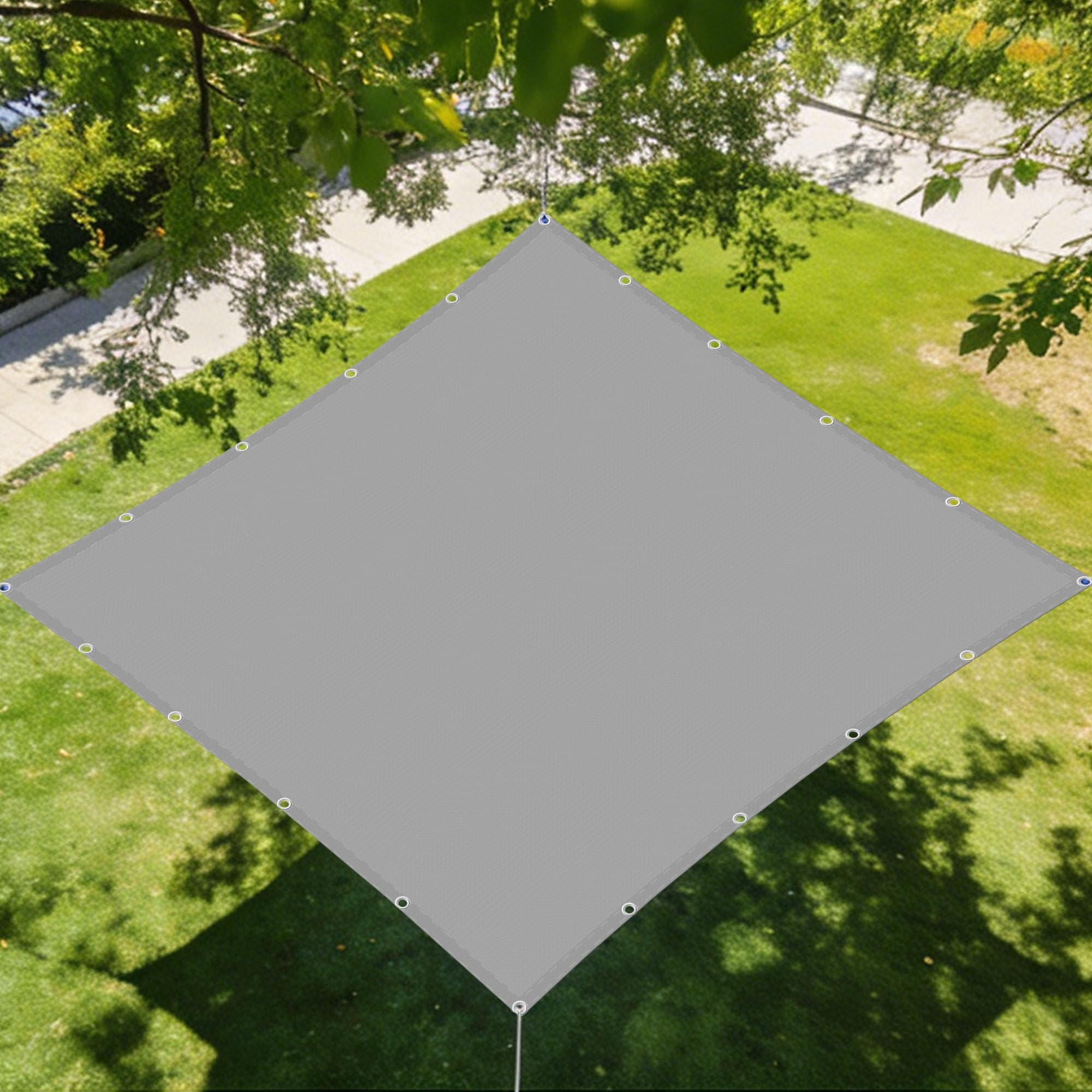Voile d'ombrage gris clair 1.2x5m en polyester imperméable résistant pour balcon