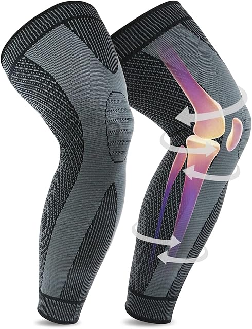 Knee Brace | Full Leg Sleeve | Knee Braces for Knee Pain Women & Men | Knee Compression Sleeves | Knee Support Knee Pads for Meniscus Tear, ACL, Arthritis, Joint Pain Relief,Sport (Pair)