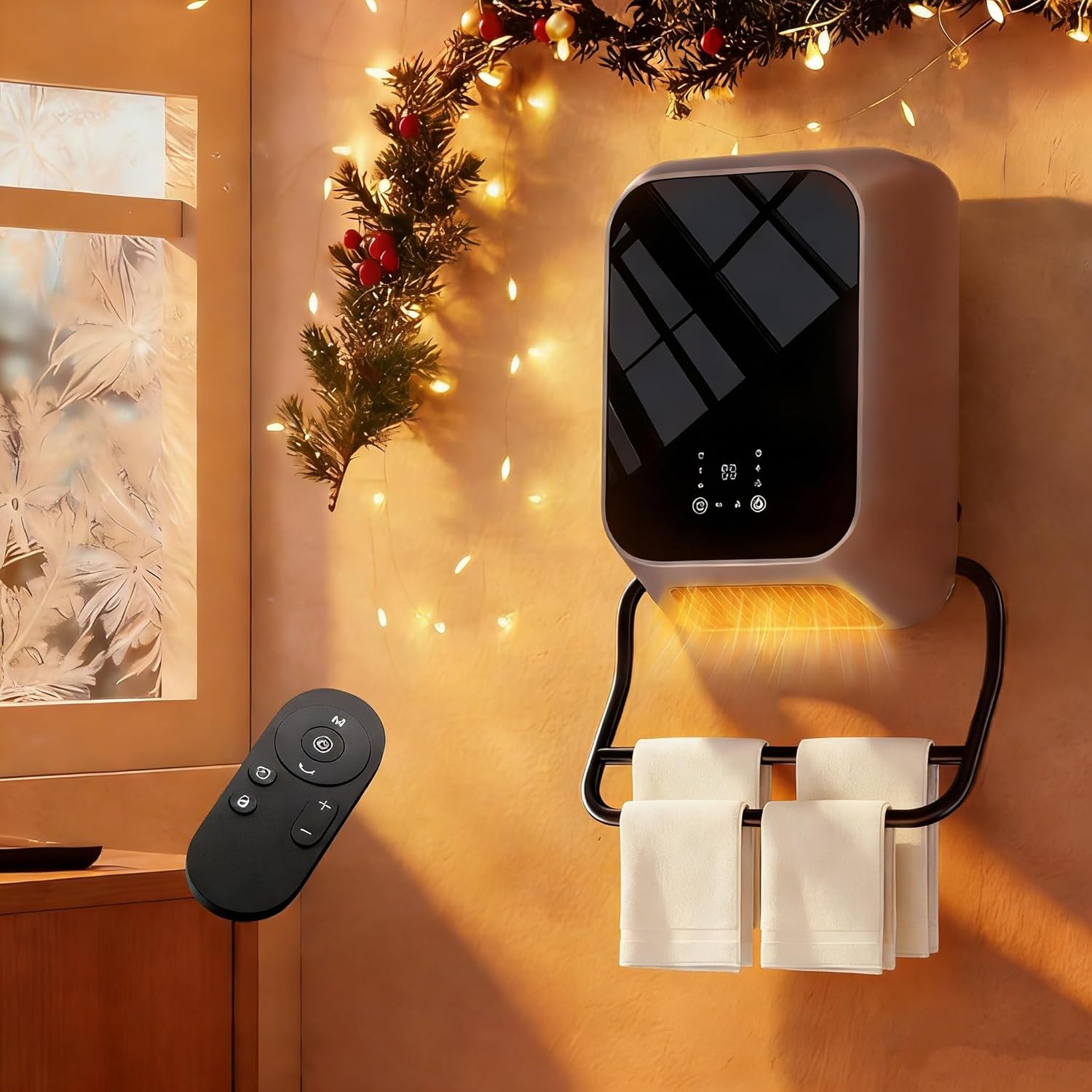 Calefactor Eléctrico Portátil PTC 1500W 120V con Temporizador y Control Remoto