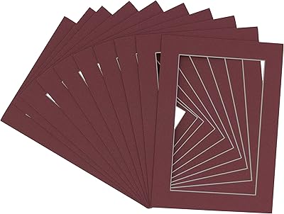 5x7 Mat for 8x10 Frame - Precut Mat Board Acid-Free Maroon 5x7 Photo Matte Made to Fit a 8x10 Picture Frame, Premium Matboard for Family Photos, Show Kits, Art, Picture Framing, Pack of 1 Mat