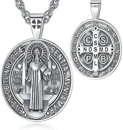 Vito Seal of Seven Archangels Necklace for Women Men, 925 Sterling Silver St MichaelSt ChristopherSt BenedictSt RaphaelSt Anthony Protection Amulet