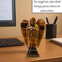 Vista 6 de Amazing Gemstone Ángel de Ojo de Tigre - Ángel de Cristal de Ojo de Tigre y Figurillas de Ángel Guardián de Bolsillo de Cristal (4 pulgadas)