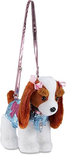 Cudlie Accessories LLC Poochie And Co - Bolso de peluche con forma de animal para niñas pequeñas, bolsos de mano de juguete para niños pequeños,