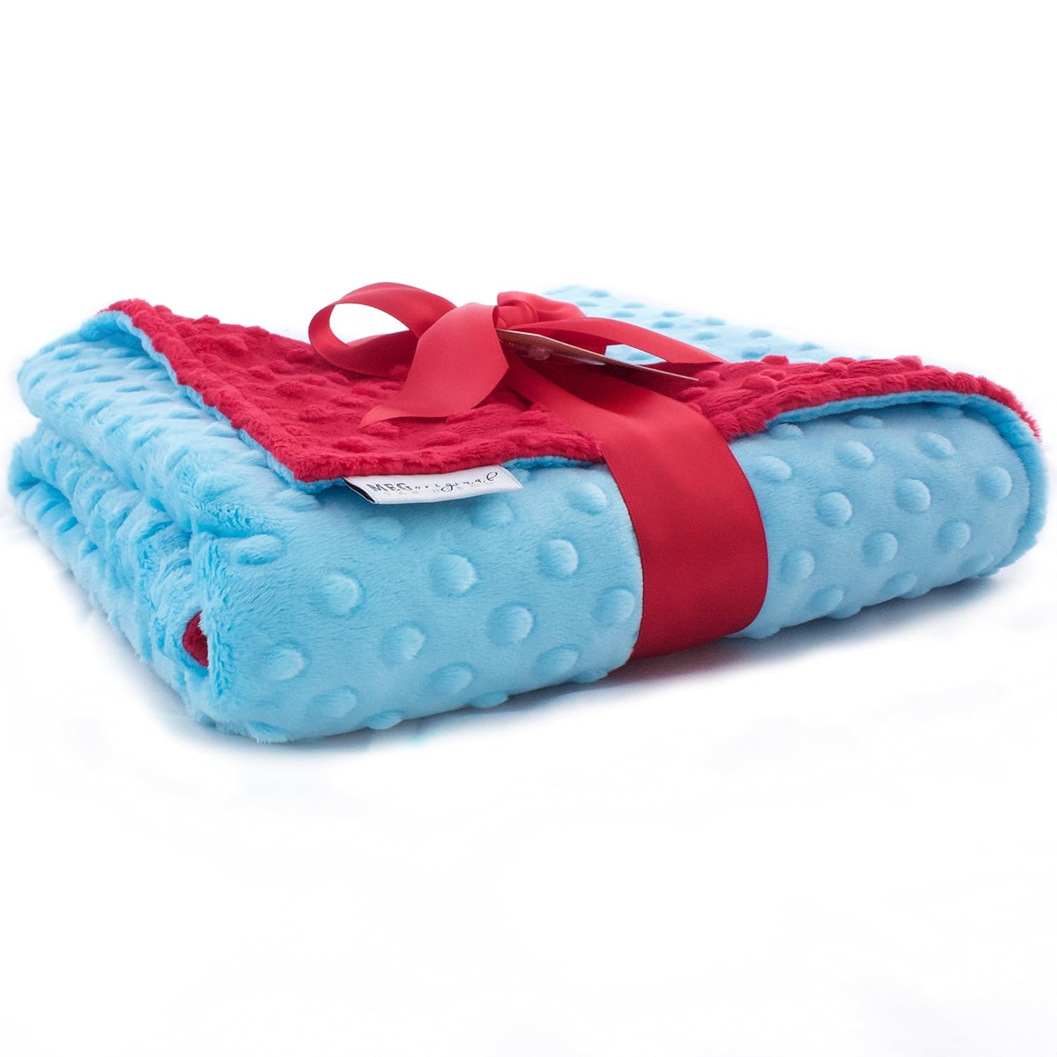 MEG Original Turquoise & Red Minky Dot Baby Blanket