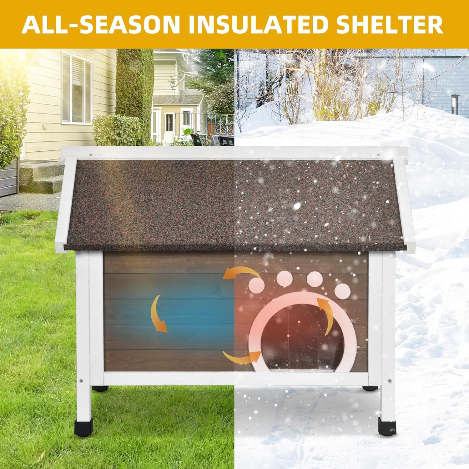 review DWVO Outdoor Cat House Insulated, with All-Round Foam, Large Outside Feral Cat Shelter Weatherproof, Winter Cat House for Multiple Cats Brown