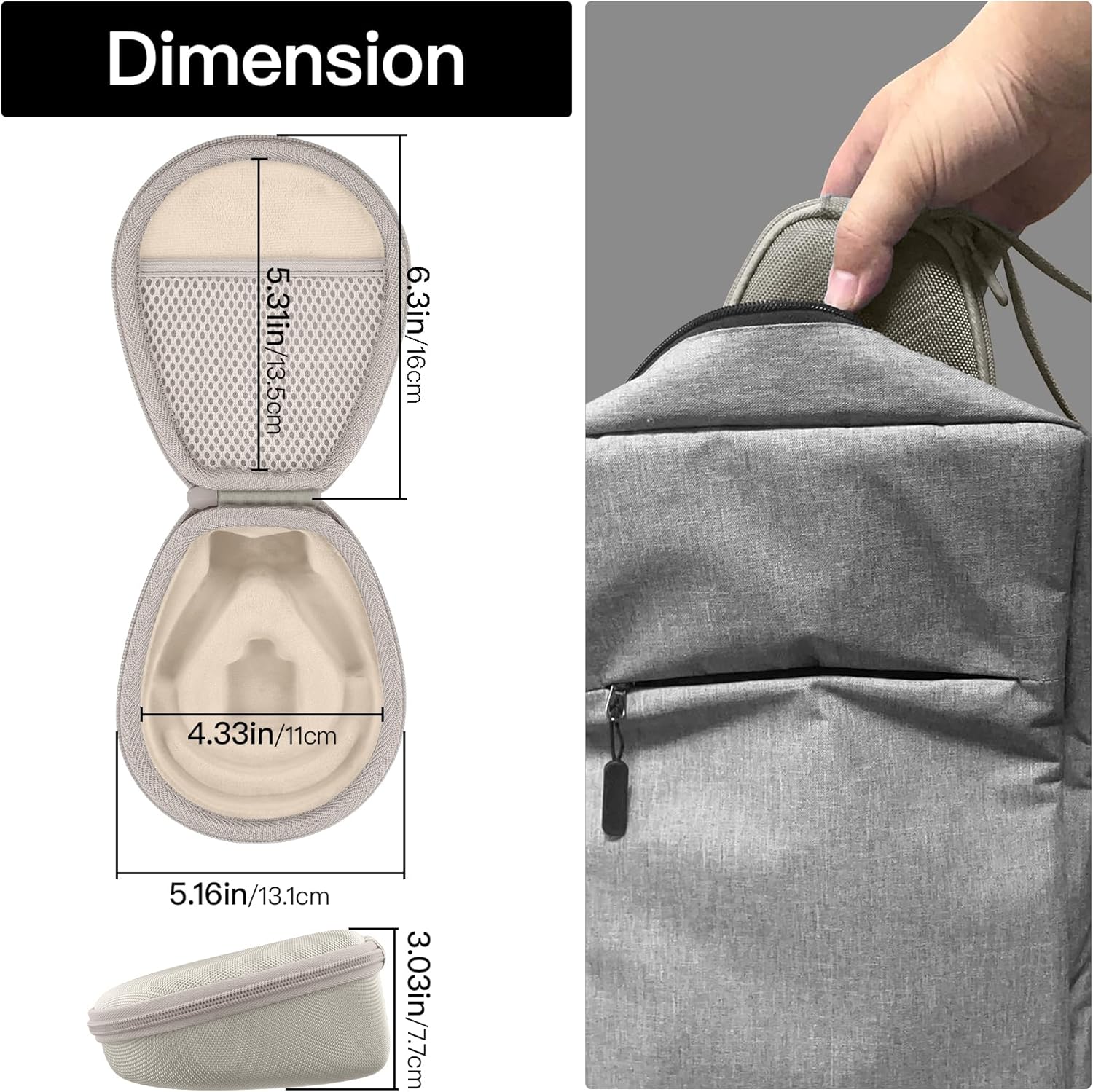 co2CREA Hard Case for SHOKZ New OpenRun Pro 2/1/Mini, OpenRun Standard/Mini, OpenMove, OpenSwim Pro, OpenSwim, Compatible with All SHOKZ Open-Ear Bone Conduction Sport Headphones, Beige Case - Image 6