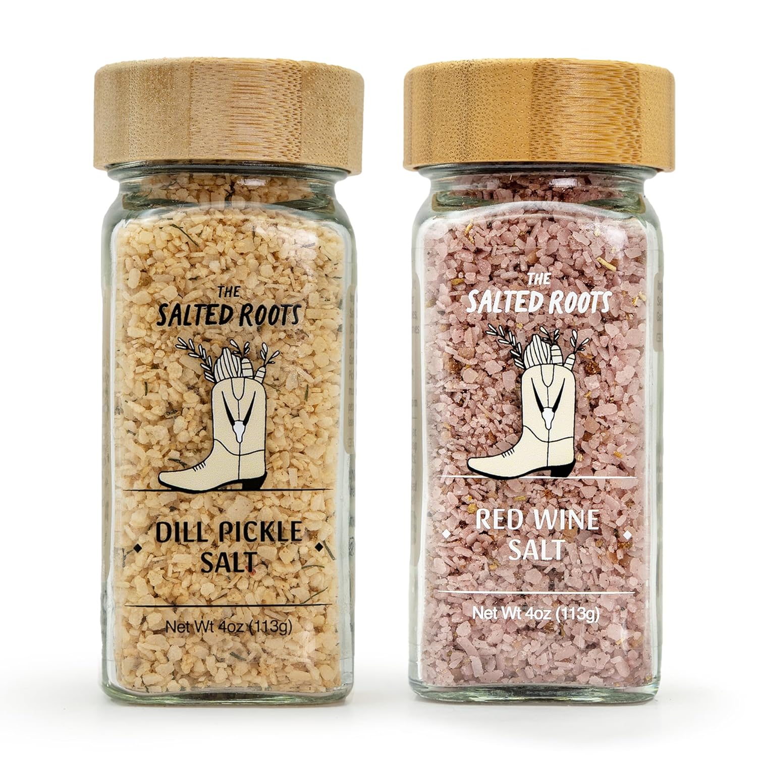 The Salted Roots - Dill Pickle Salt with Red Wine Salt - Perfect for Grilled Meats & Gourmet Dishes - 4oz