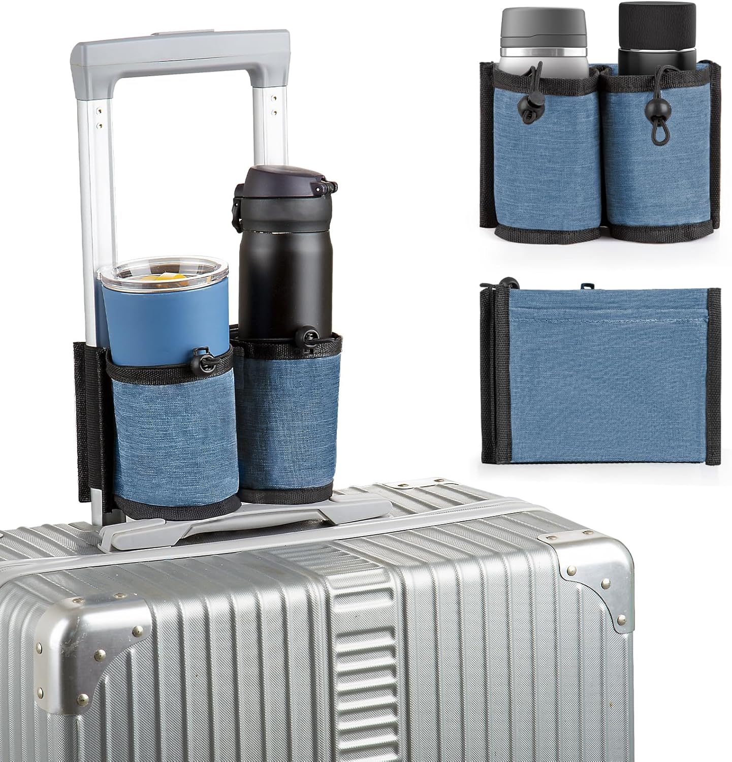 Dsigo Blue Luggage Caddy Cup Holder, Free Hands Drink Caddy