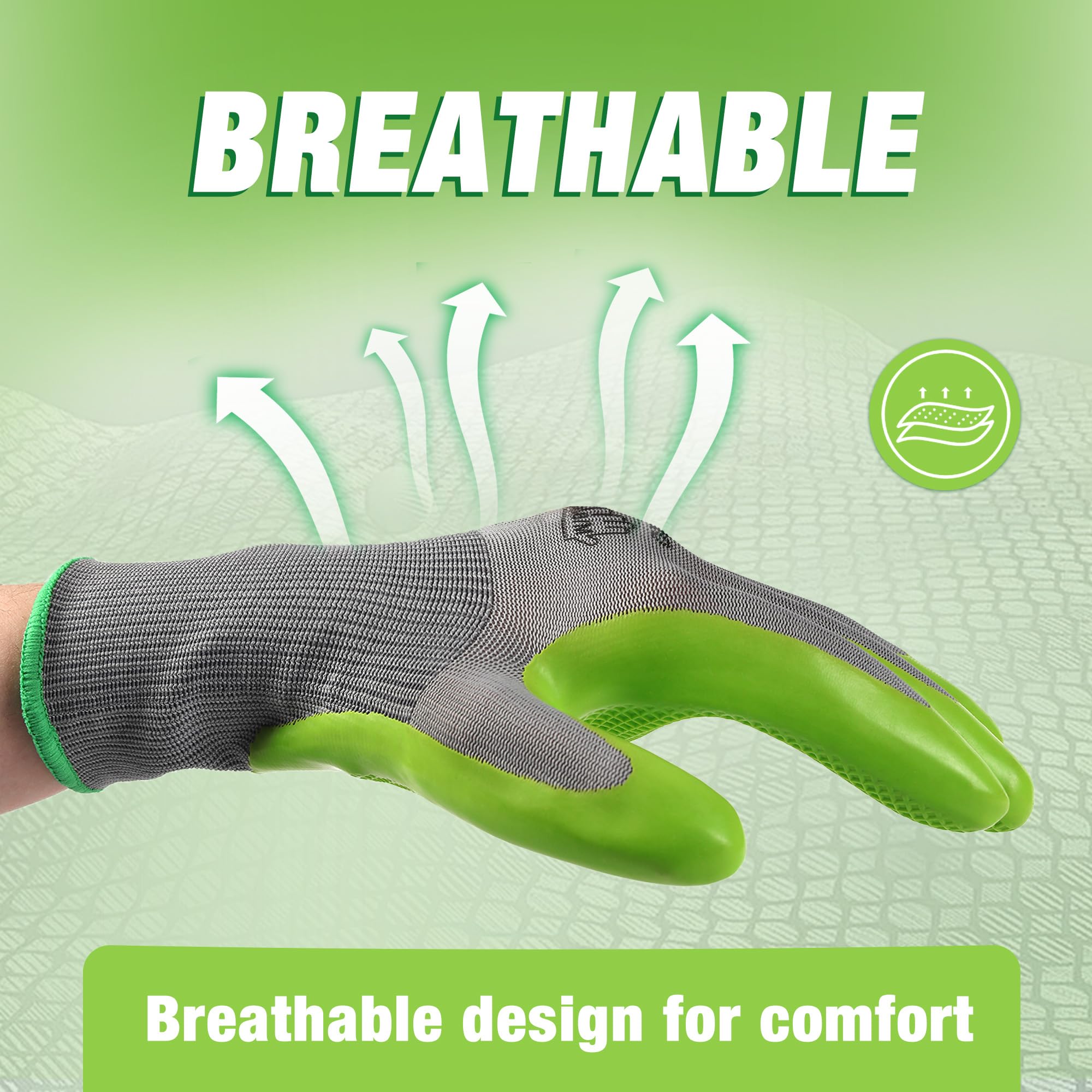 WORKPRO Gardening Gloves, 6 works Breathable and Non-Slip Garden Gloves, Versatile Work Gloves for Gardening DIY, Outdoor Maintenance - Image 3