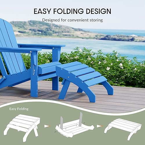 Vista 78 de WestinTrends Otomana para exteriores, reposapiés otomano Adirondack para patio, taburete de madera de polietileno para todo tipo de clima