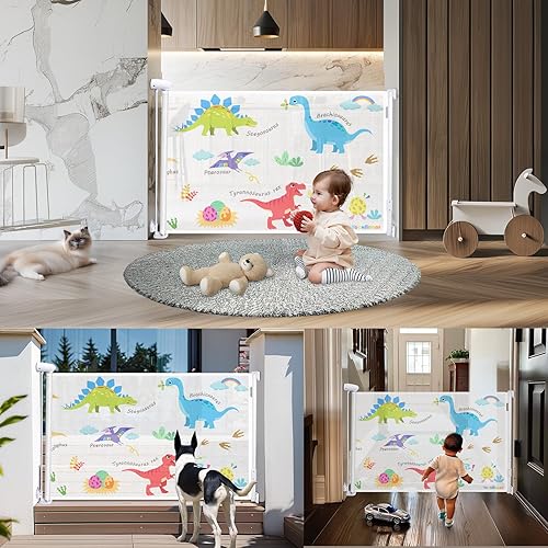 Miniatura 7 de Puerta retráctil para bebés para puertas y escaleras, puerta de seguridad de malla para mascotas, uso en interiores y exteriores, operación con una