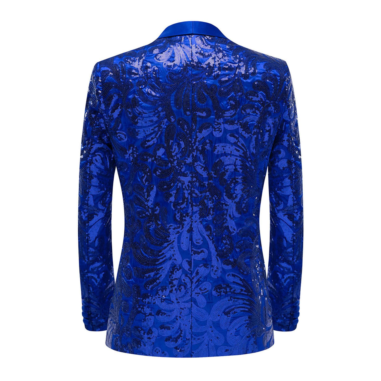 Giacca con paillette, da uomo, per Carnevale, discoteca, anni '70, da discoteca, elegante, stile retrò, alla moda, con brillantini, slim fit, blazer per ballo di fine anno