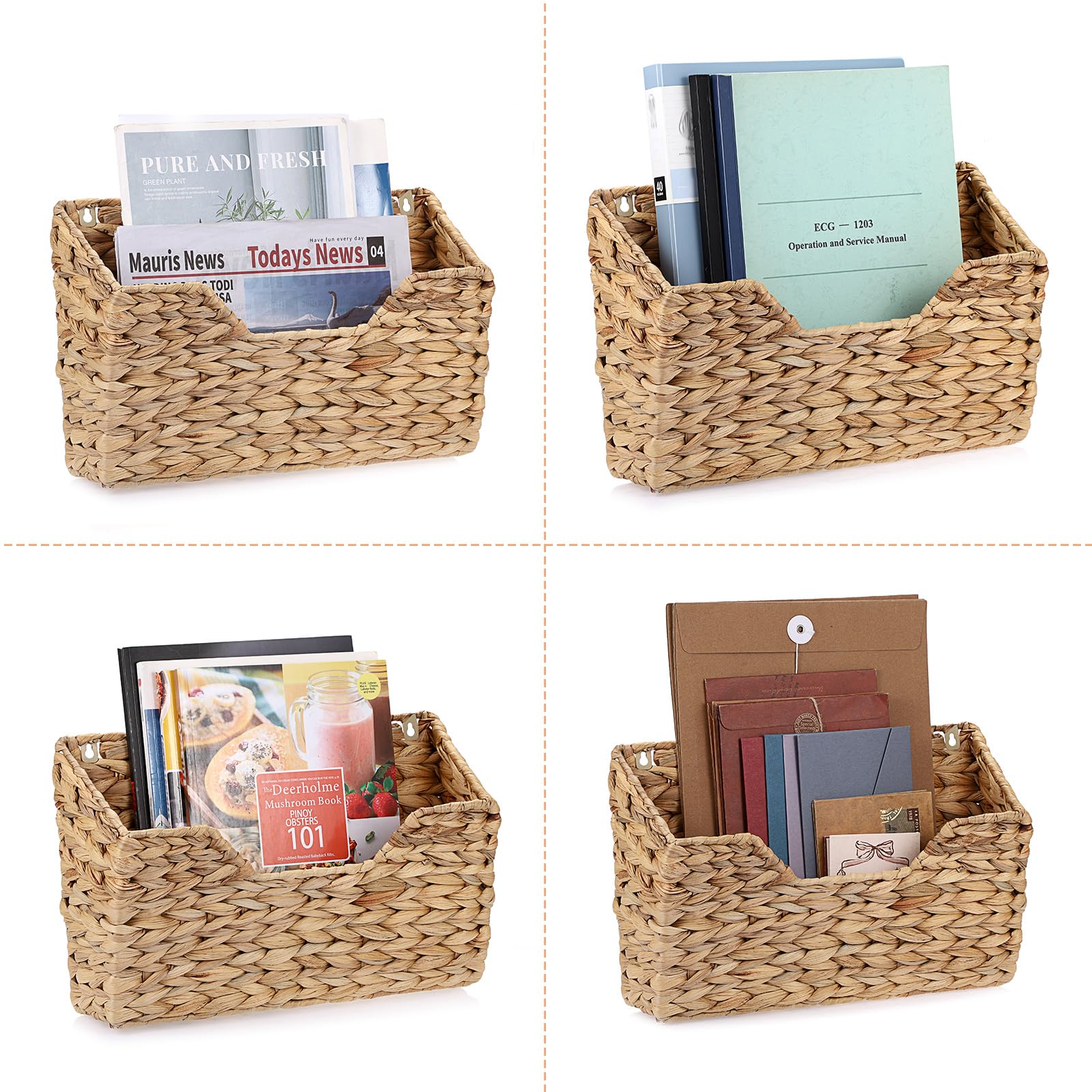 BTSKY Organizer per posta da parete, in giacinto d'acqua, supporto per documenti da appendere, con manico, per casa e ufficio, 33,8 x 14 x 23 cm