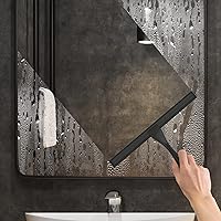 Vista 4 de Escobilla de ducha multiusos de acero inoxidable para puertas de ducha con 2 ganchos adhesivos, herramienta de limpieza de baño, escobilla de espejo