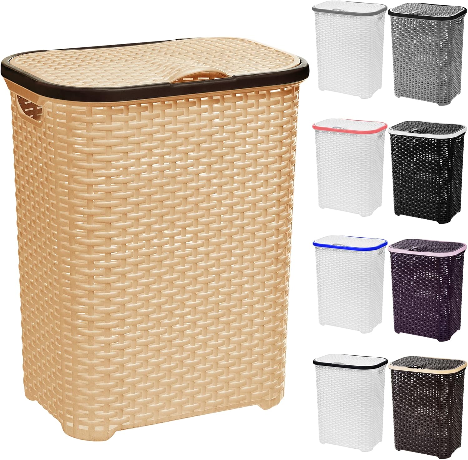 ZENQA Laundry Basket With Lid Plastic Large 65 Litre Laundry Hamper