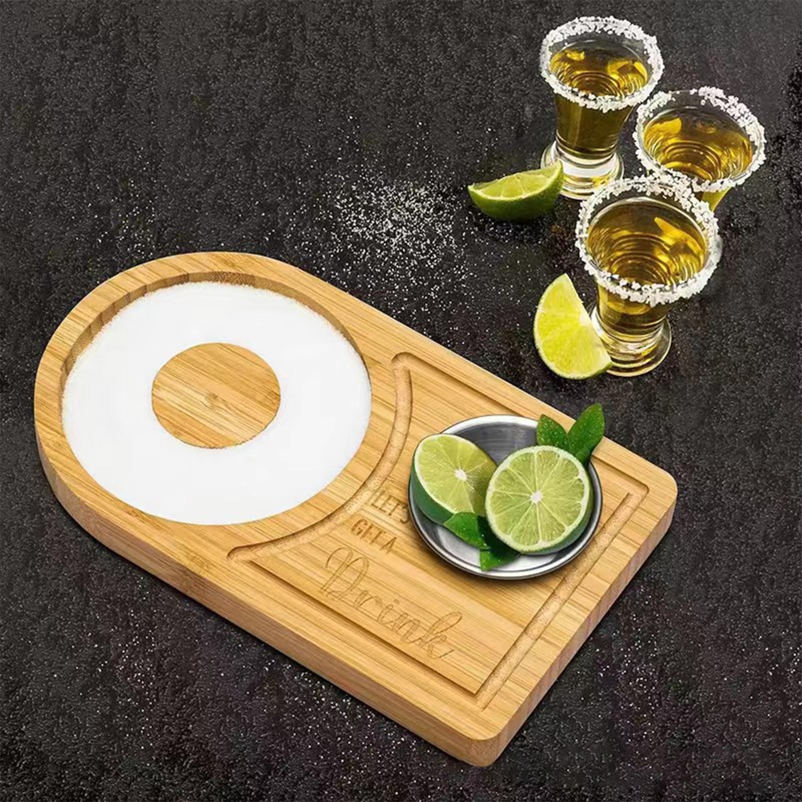 Bar Glass Rimmer - Bar Cocktails Salt Rimmer Sugar Rimming Tray, Home Bar Lime Seasoning Accessory | Compact Wooden Bar Rimming Tray, Partyy Drinking Tools For Nightclubs, Dining Room, Lawn