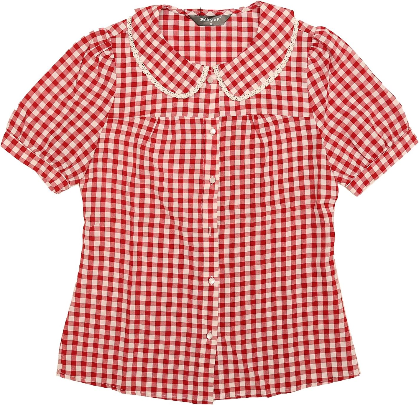 Allegra K Damen Bluse Im Vintage-Stil - Mit Knopfleiste & Puffärmeln Für Den Perfekten Retro-Look