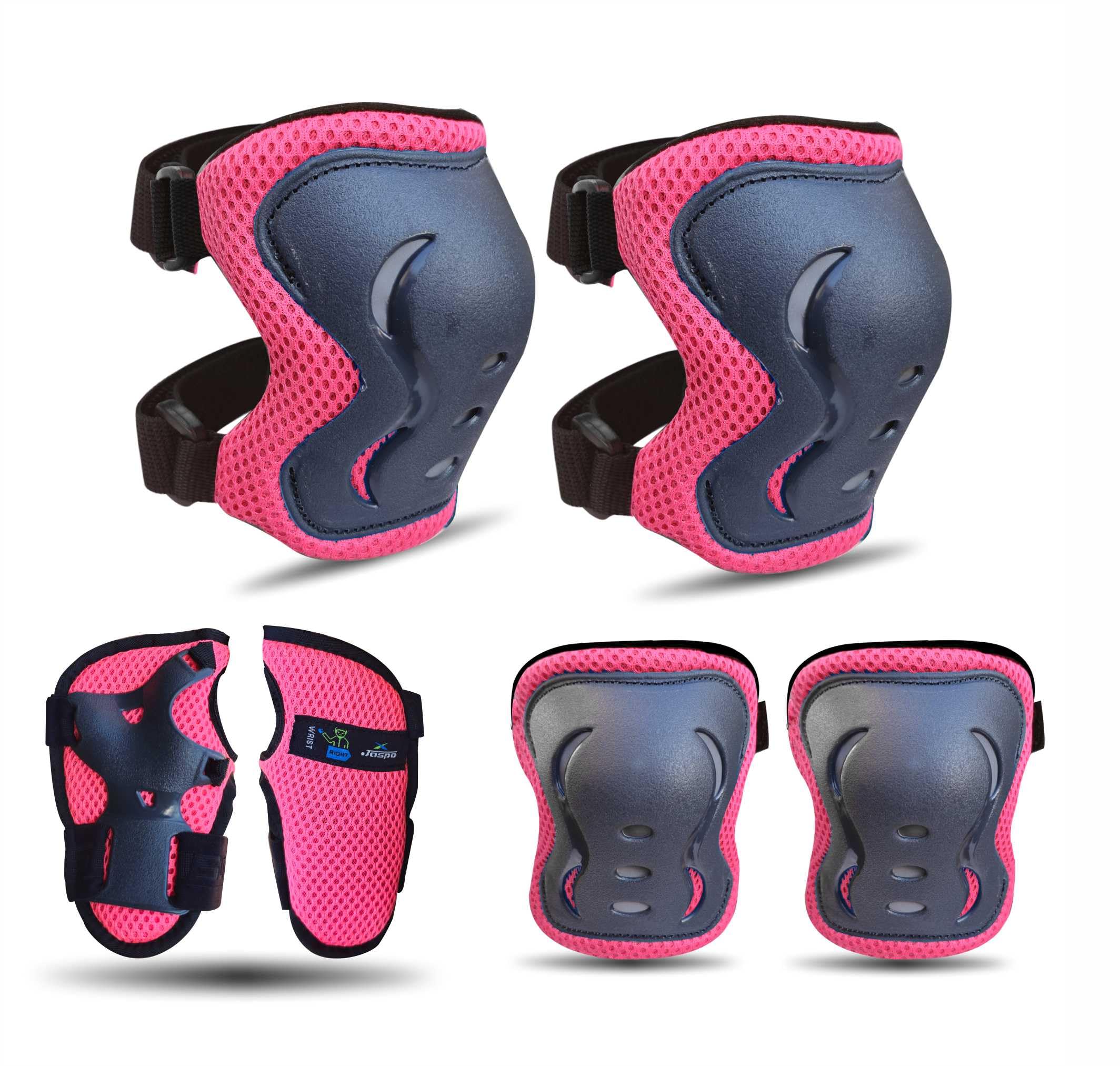 Jaspo Secure Hybrid Professional Protective Gear Set (Knee/Elbow/Wrist Guard) for Skateboarding, Roller Skating, Inline Skating, Cycling and Other Sports Kids, Boys and Girls (Medium, Pink) (B09Q66HW1Z) Amazon Price History, Amazon Price Tracker