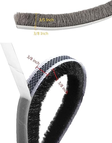 Miniatura 2 de TamBee Burlete autoadhesivo para ventanas y puertas, color negro y gris, 2 unidades (16.5 pies)