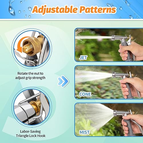 Miniatura 3 de AUTOMAN Boquilla de manguera de jardín de tamaño completo, boquilla de agua con agarre de pistola de alta presión con frente roscado, flujo de agua