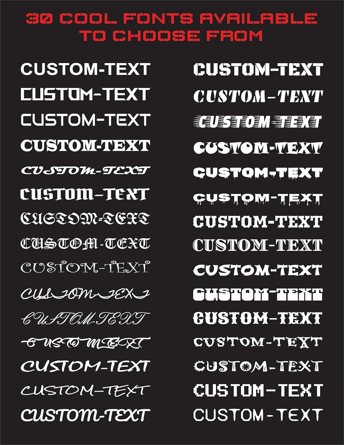 Set of 2 Your Own Cool Custom Text Name Decal Compatible with All Jeeps Wrangler Gladiator JK TJ YJ CJ Hood (Double Color)