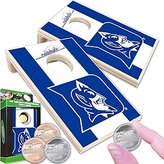 Tabletop Cornhole Game Set | Officially Licensed College Mini Football Cornhole Board Game | Includes Coins (Tabletop Game, Duke Blue Devils)
