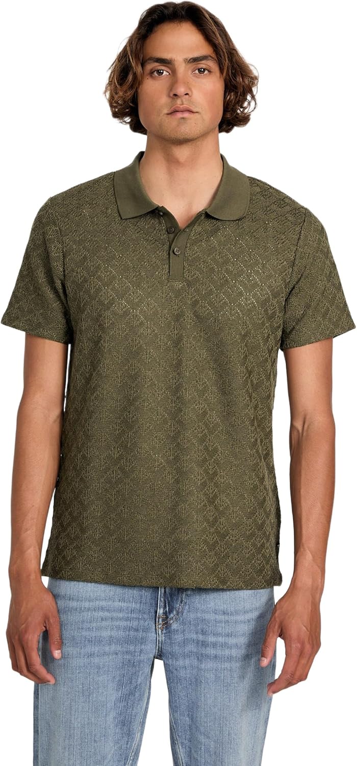 GUESS Mens Short Sleeve Logan Knit Polo