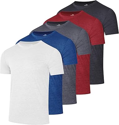 Real Essentials 5 Pack: Youth Dry-Fit Wicking Active Athletic Performance Short Sleeve T-Shirt Boys & Girls Shirts