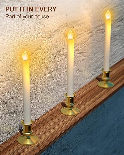 Miniatura 4 de RONXS Velas de ventana, velas cónicas sin llama con temporizador, decoración de Navidad para el hogar y la boda, velas LED parpadeantes a pilas con