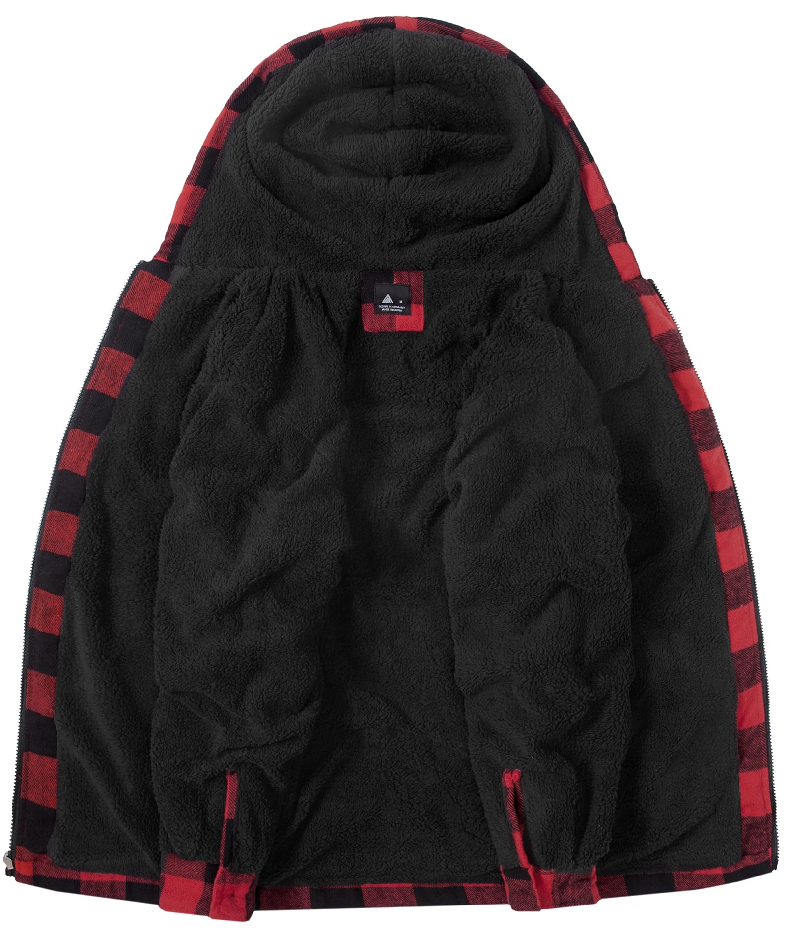 JACKETOWN Giacca Uomo Invernale Scacchi Felpa Fodera in Pile con Cappuccio e Cerniera Caldo Manica Lunga Termica Fleece Giubbino Uomo Cappotto