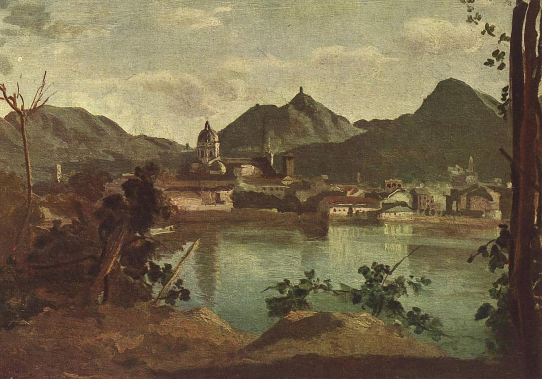 ARTXLXXBN Famous Art Print Poster Vintage Wall Art Como by Jean Baptiste Camille Corot Canvas Art Poster for Home Decor 60x90cm