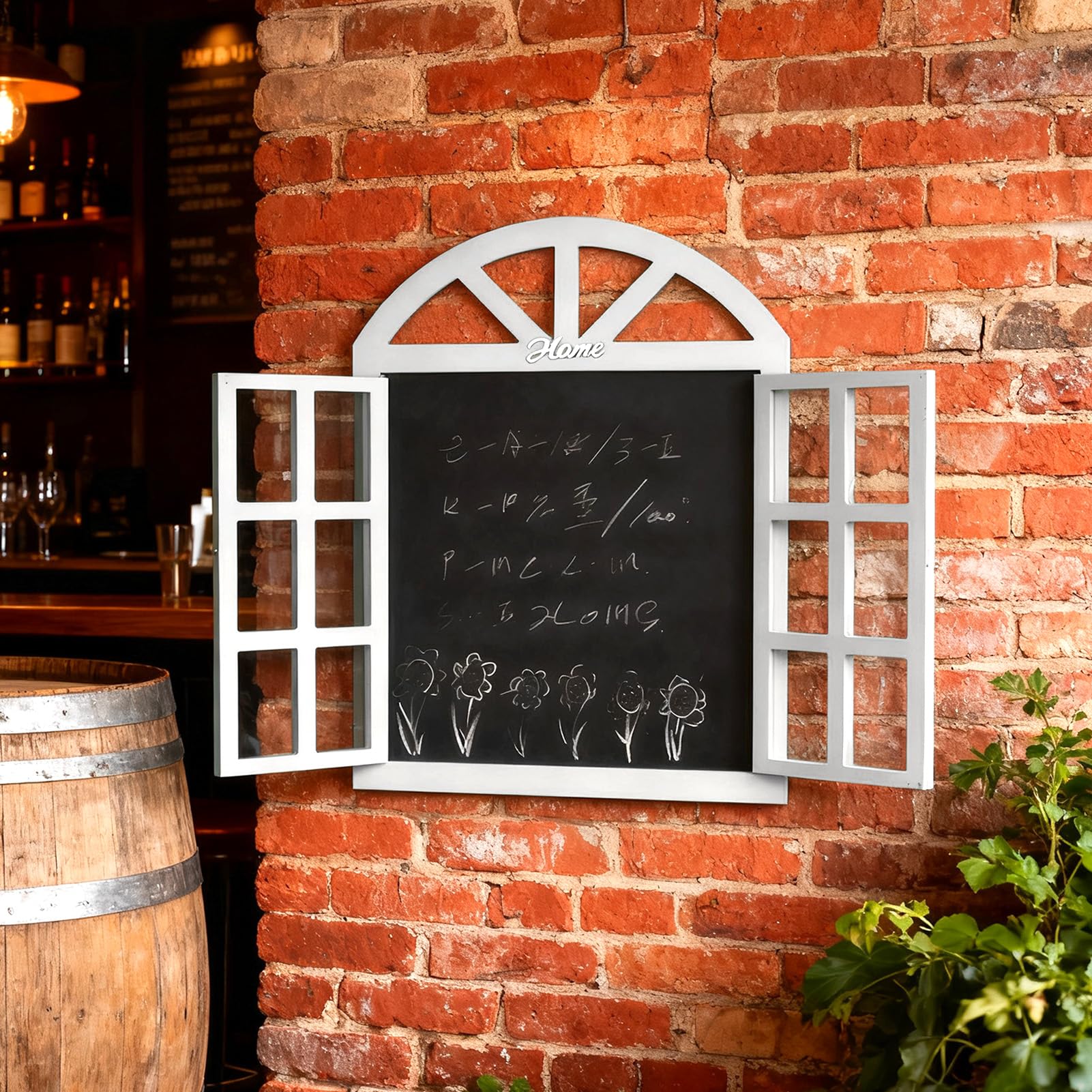 Hängendes Kreidetafel-Schild, Holzfensterrahmen-förmiges Kreidetafel-Schild mit Hängender Nachrichtentafel für Cafés, Restaurants, Cafés, Hochzeiten (7702A-02)