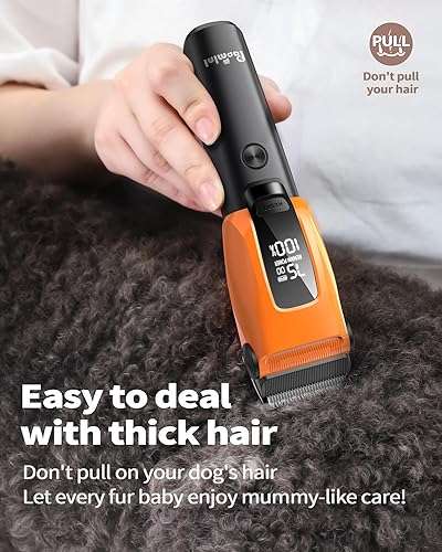 Miniatura 3 de Kit de aseo para perros y gatos para abrigos gruesos, recortadora recargable resistente con pantalla LED y bolsa de almacenamiento (naranja, 2 en 1)